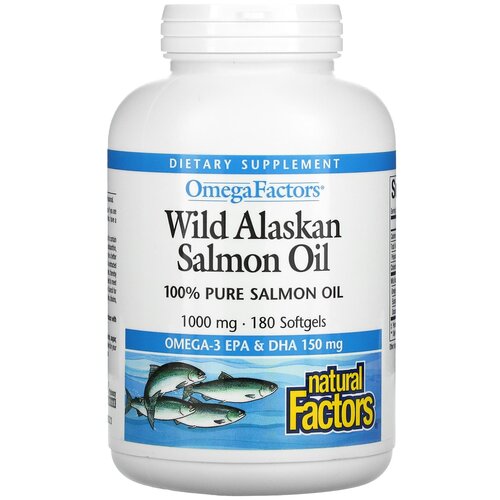���� ������� Natural Factors Omega Factors Wild Alaskan Salmon Oil, 380 �, 180 ��., ������ ������
