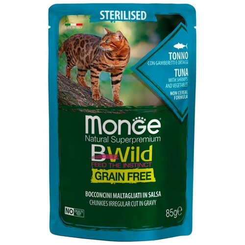      Monge Cat BWILD Grain Free Sterilised TONNO con ORTAGGI, , ,   , 85  (  )   -     , -,   