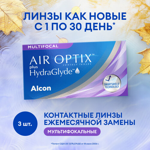    Alcon Air Optix Plus HydraGlyde Multifocal, 3 ., R 8,6, D +5, ADD: , 1 .,  