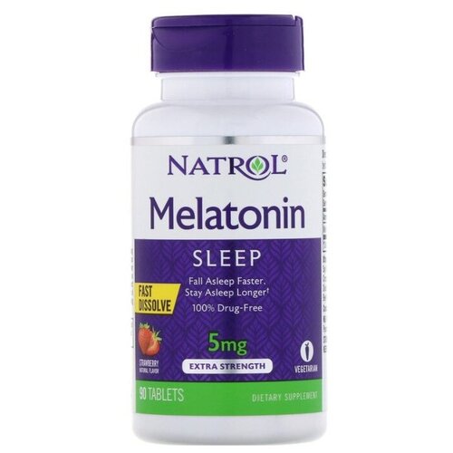 ���� �������� ����������� Natrol Melatonin Fast Dissolve, 100 �, 5 ��, 90 ��., ������ ������