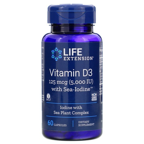   Life Extension Vitamin D3 with Sea-Iodine, 50 , 5000 , 60 .   -     , -  