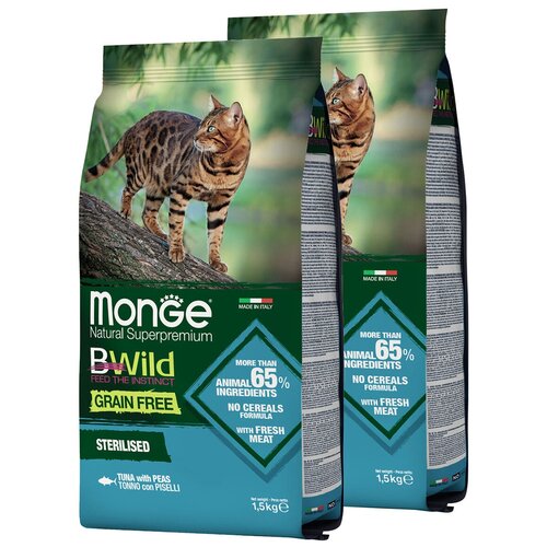  MONGE BWILD GRAIN FREE CAT STERILISED TUNA             (1,5 + 1,5 )   -     , -,   