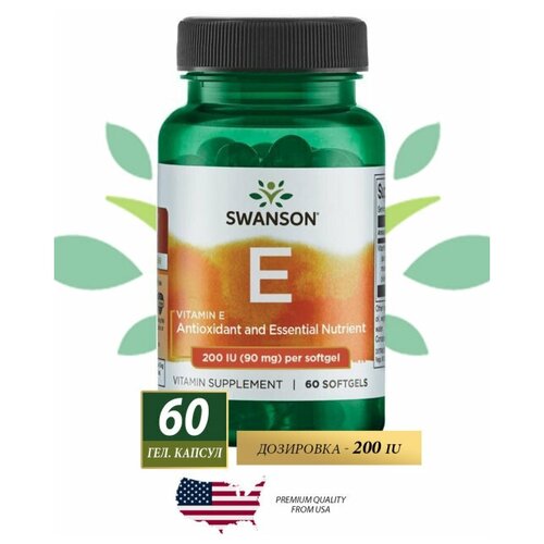  Swanson Vitamin E 200 Iu (90 mg) 60 softgel   -     , -  