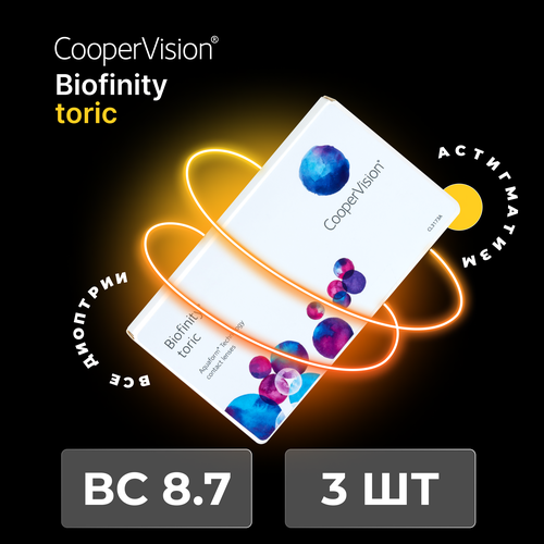    CooperVision Biofinity Toric., 3 ., R 8,7, D 0,CYL:-1,25,A:150, , 1 .,  