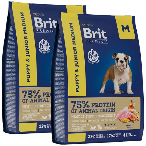  BRIT PREMIUM DOG PUPPY & JUNIOR MEDIUM          (8 + 8 )   -     , -,   