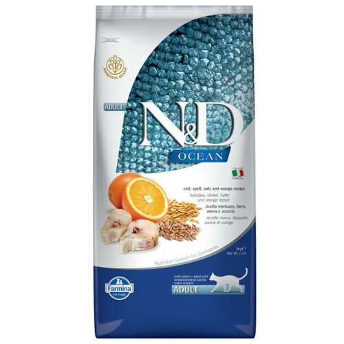    Farmina N&D Ocean Cat Godfish, Spelt, Oats & Orange Adult,   ,    , 5   -     , -,   