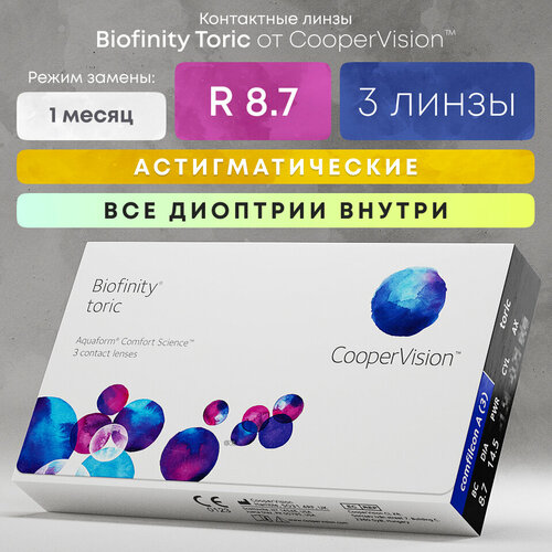    CooperVision Biofinity Toric., 3 ., R 8,7, D -7,5,CYL:-1,75,A:40, , 1 .   -     , -  