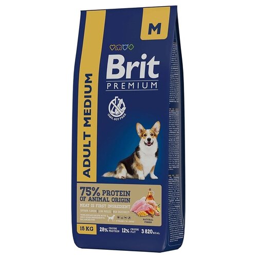    BRIT PREMIUM DOG ADULT MEDIUM        (15 )   -     , -,   