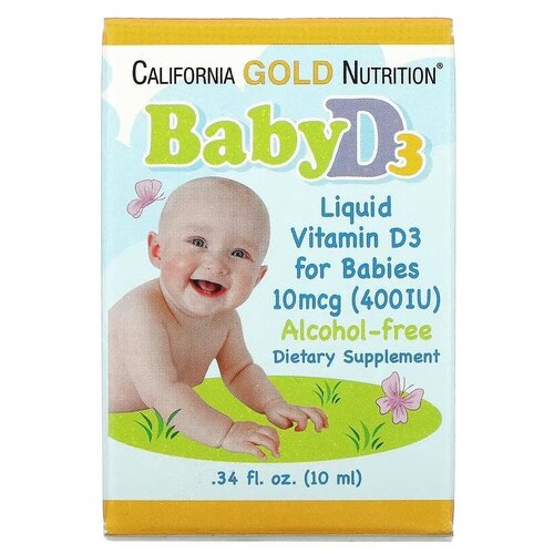  California Gold Nutrition Baby Vitamin D3 Liquid ., 10 , 10    -     , -  