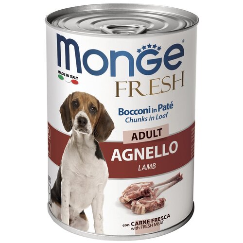      Monge Dog Fresh Adult Chunks in Loaf AGNELLO,  , , 4 .  400    -     , -  