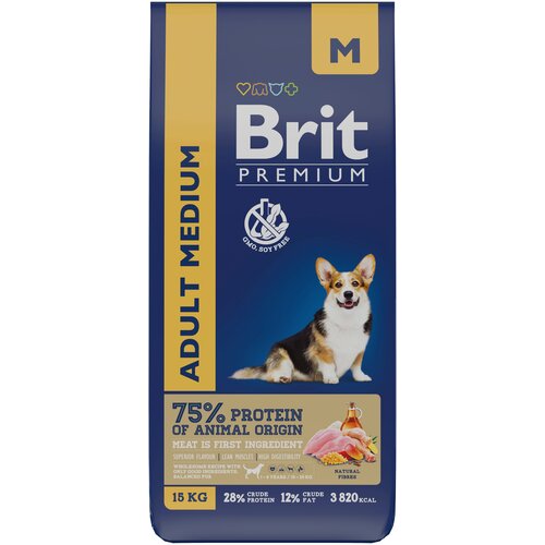  Brit Premium Dog Adult Medium 15           -     , -  