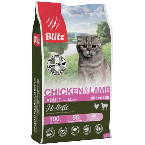  BLITZ HOLISTIC LOW-GRAIN ADULT CAT CHICKEN & LAMB           (5 )   -     , -,   