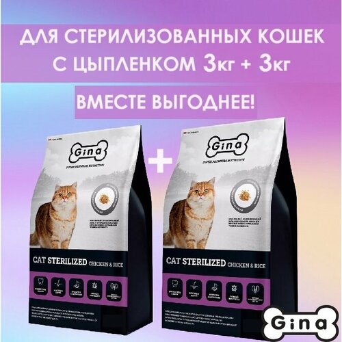         Gina Cat Sterilized Chicken & Rice , , 3  + 3    -     , -  