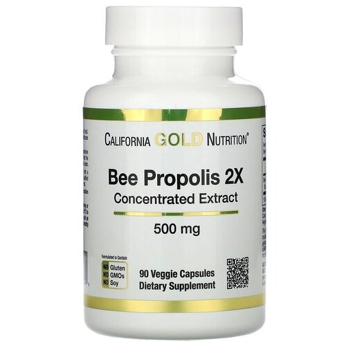 ���� California Gold Nutrition Bee Propolis 2X Concentrated Extract ���.����., 500 ��, 90 �, 90 ��., ������ ������