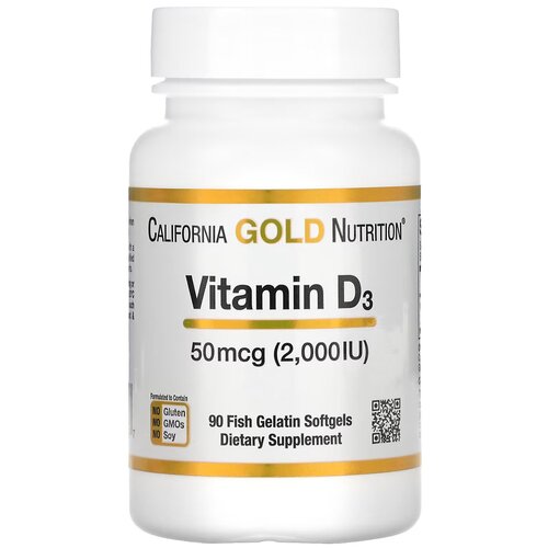 ���� ������� �3 (Vitamin D3 California Gold Nutrition), 50 ��� (2000 ��), 90 ������, ������ ������