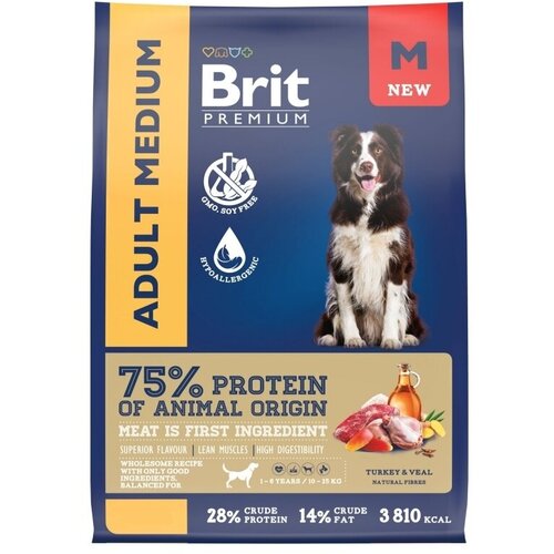   Brit Premium Dog Adult Medium         3    -     , -,   